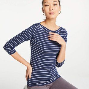 Ann Taylor Striped Boatneck Top in Night Sky